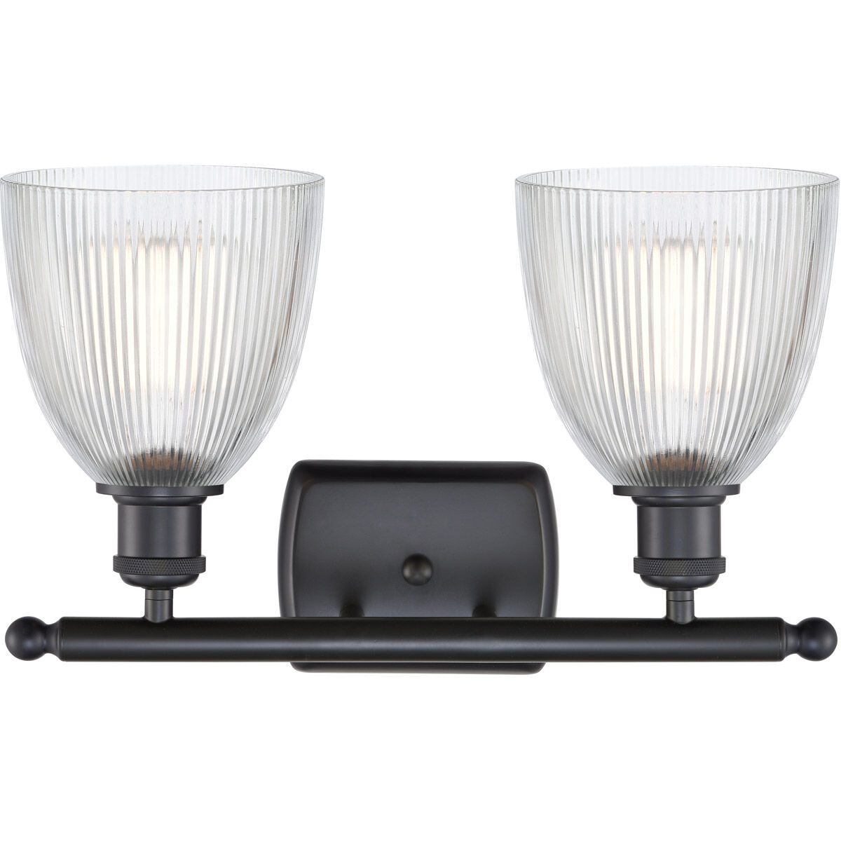 Ballston Castile 2 Light 16 inch Matte Black Bath Vanity Light Wall Light in Clear Glass, Ballston