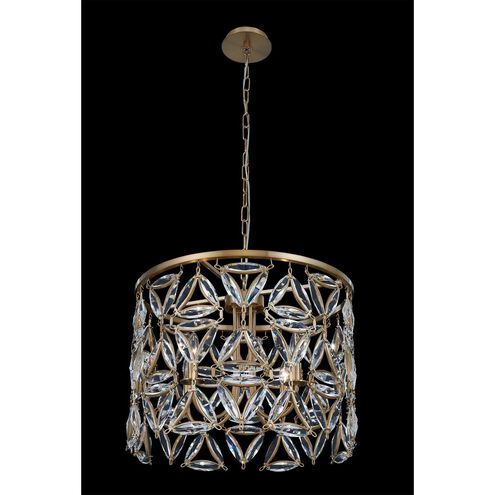 Triangulo 4 Light 22 inch True Brass Pendant Ceiling Light in Firenze Clear