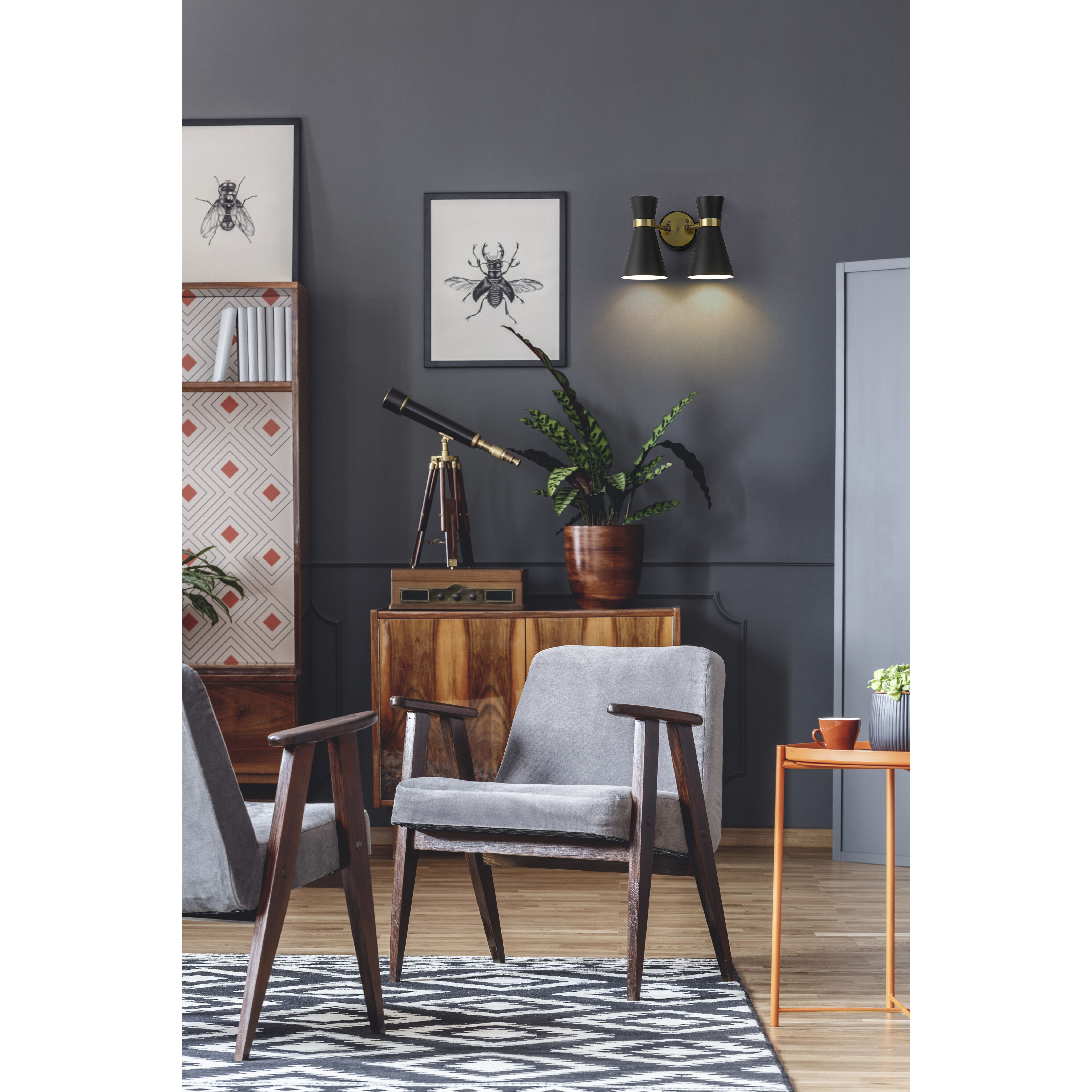 Soriano 2 Light 12 inch Matte Black and Heritage Brass Wall Sconce Wall Light