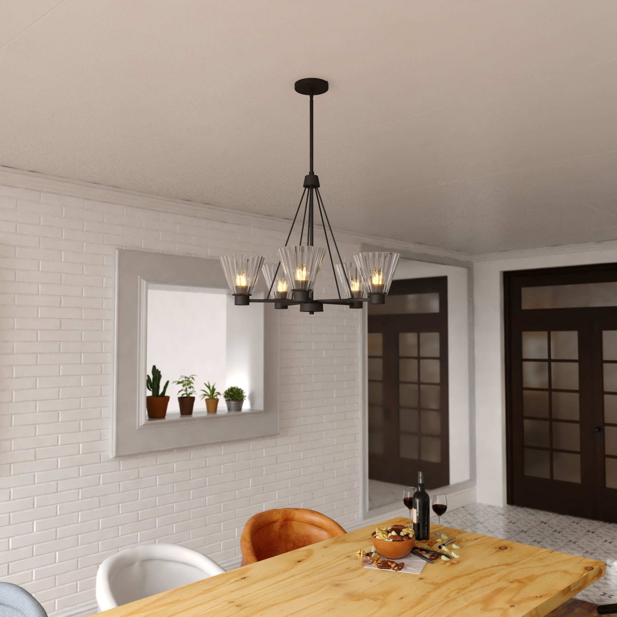 Dalton 5 Light 25.5 inch Matte Black Chandelier Ceiling Light