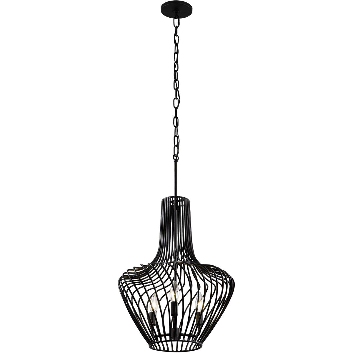 Elsa 3 Light 16 inch Black Pendant Ceiling Light