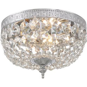 Ceiling Mount 2 Light 8 inch Polished Chrome Flush/Semi Flush Ceiling Light in Clear Swarovski Strass