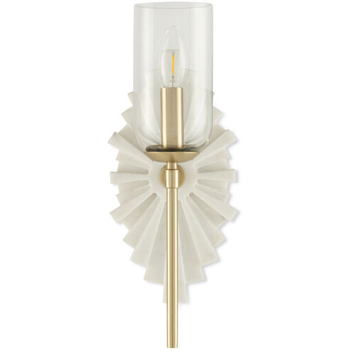 Benthos 1 Light 6 inch White and Brass and Clear Bath Sconce Wall Light