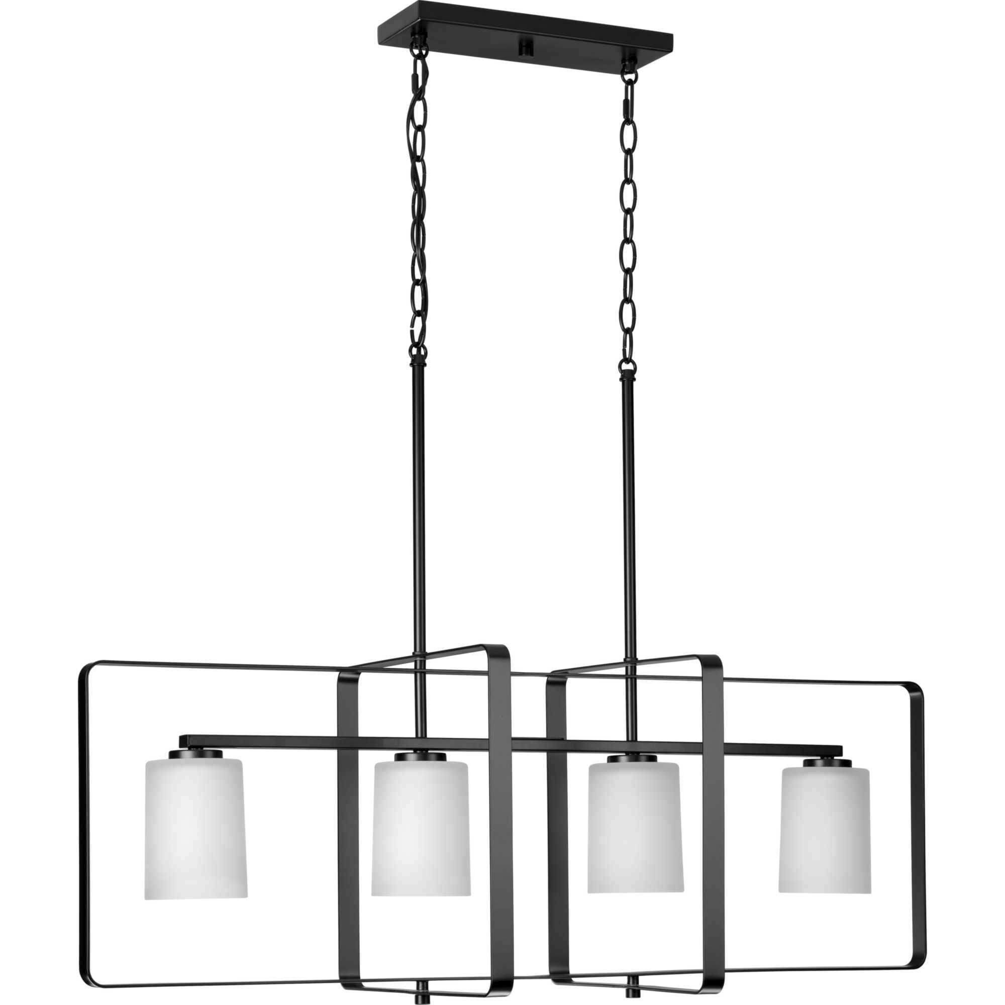 League 4 Light 40 inch Matte Black Island Chandelier Ceiling Light