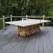 Stonewood 108 X 30 inch White and Teak Wood Indoor Outdoor Ping-Pong Dining Table