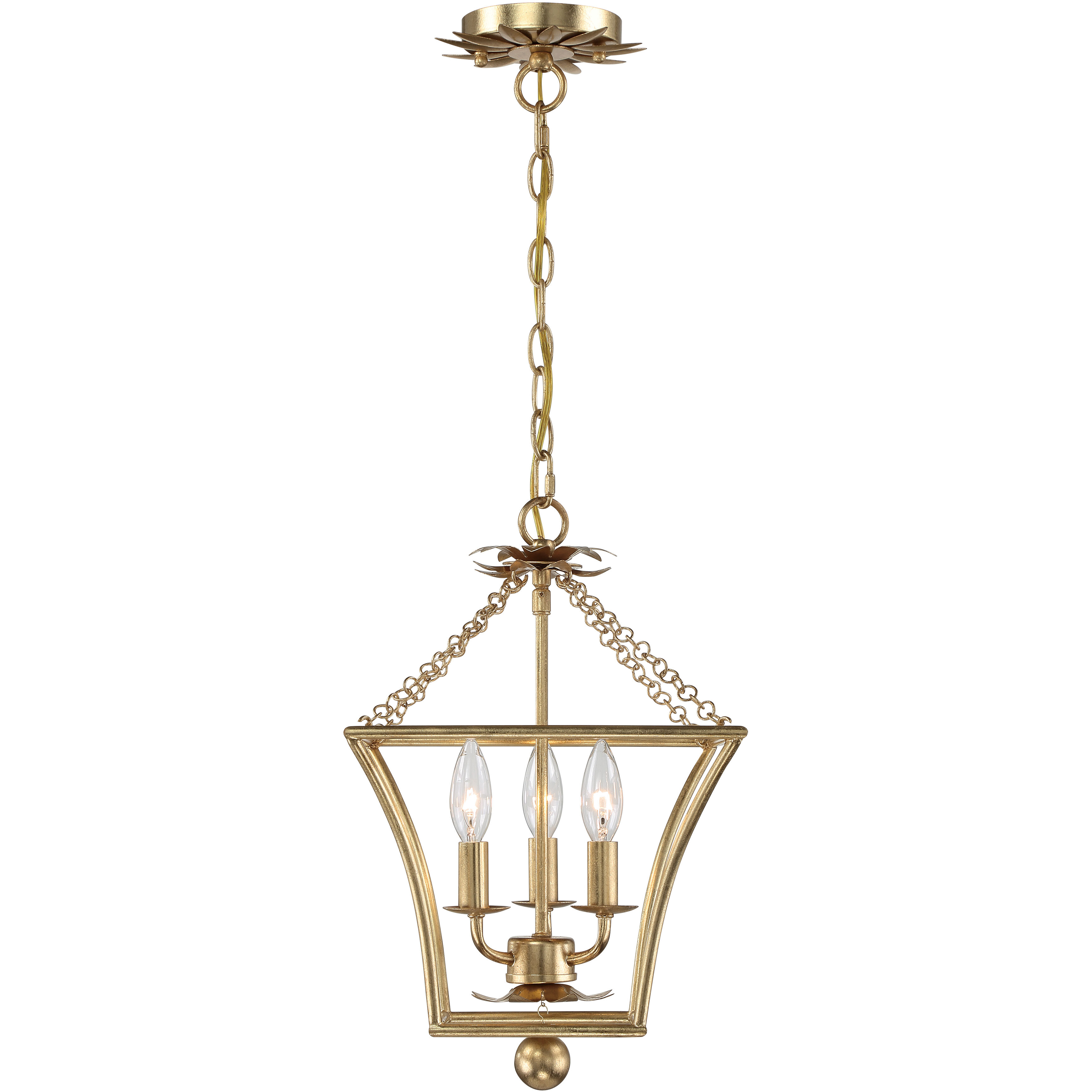 Broche 3 Light 11 inch Antique Gold Lantern Chandelier Ceiling Light