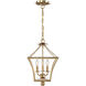 Broche 3 Light 11 inch Antique Gold Lantern Chandelier Ceiling Light