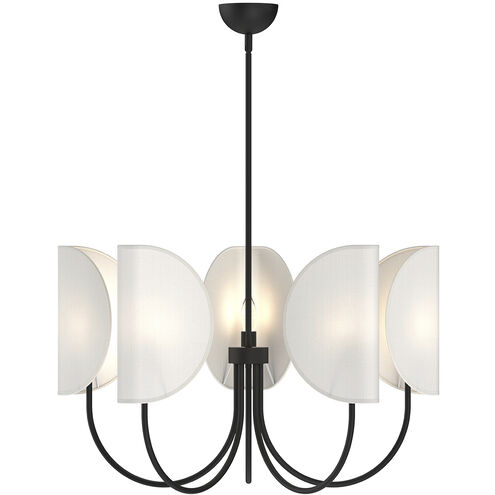 Alora Mood Seno 5 Light 32 inch Matte Black and White Cotton Fabric Chandelier Ceiling Light