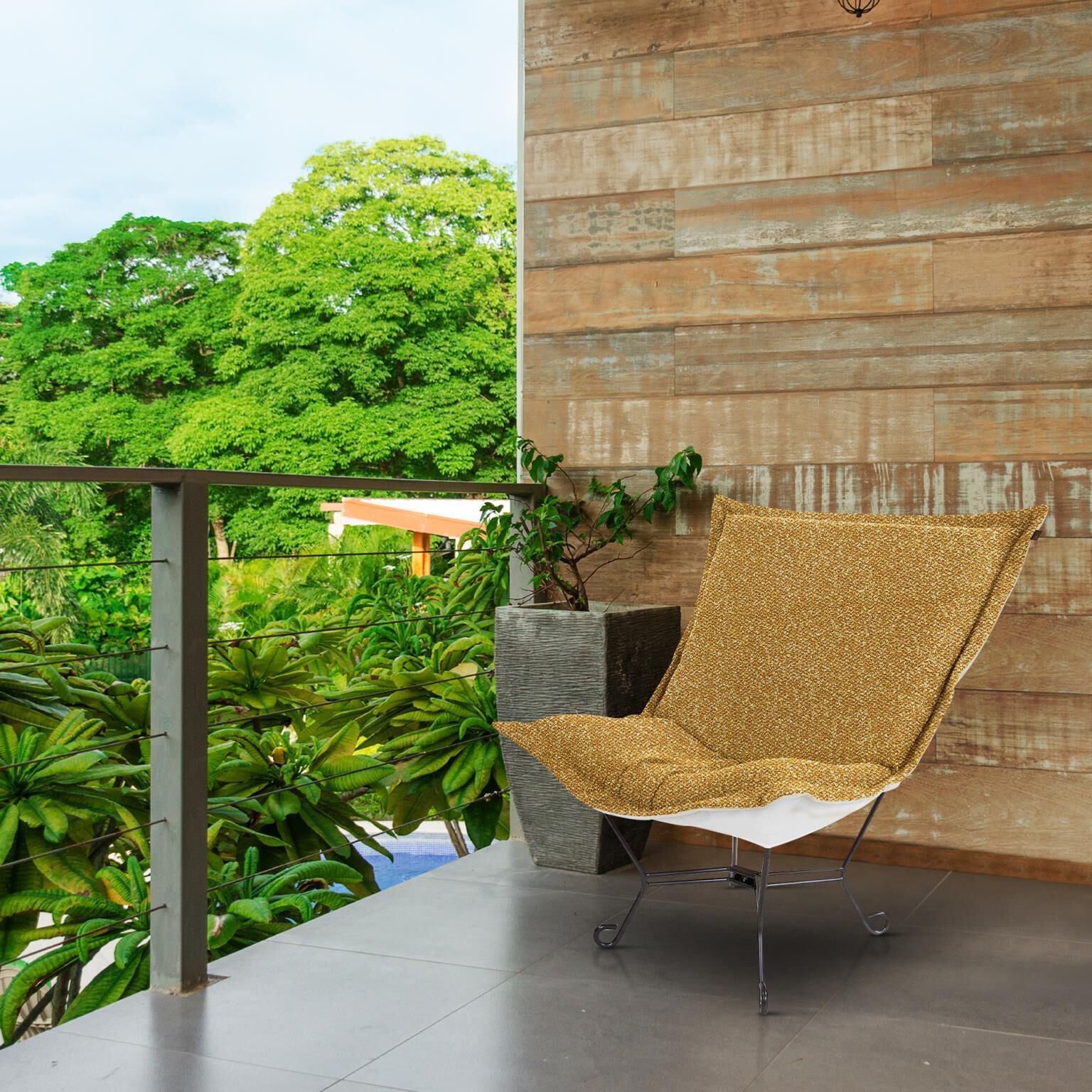 Alicante Gold Patio Scroll Puff Chair