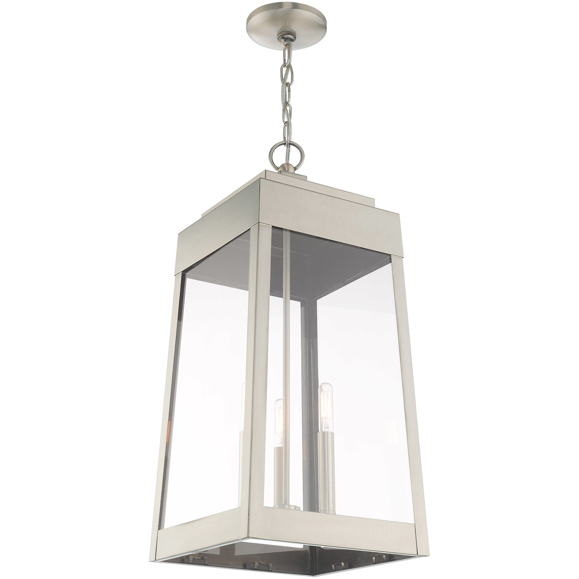 Oslo 3 Light 11 inch Brushed Nickel Outdoor Pendant Lantern