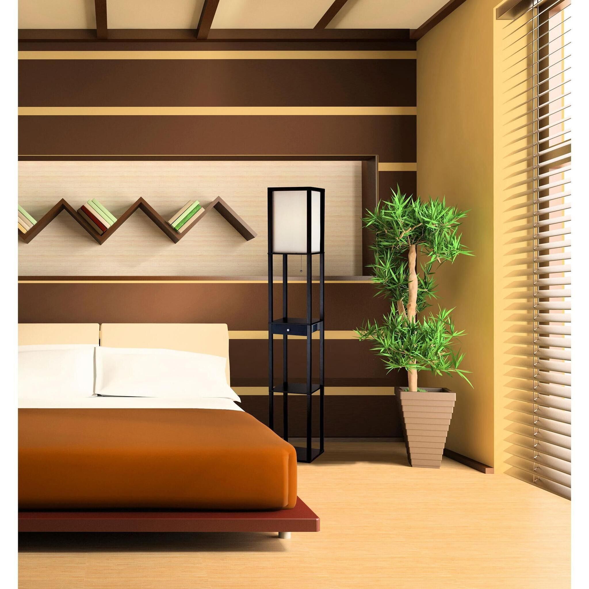 Parker 63 inch 150.00 watt Black Drawer Shelf Lamp Portable Light