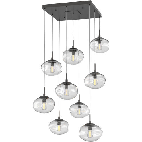 Nova Incandescent 9 Light Graphite Chandelier Ceiling Light, Square Multi-Port
