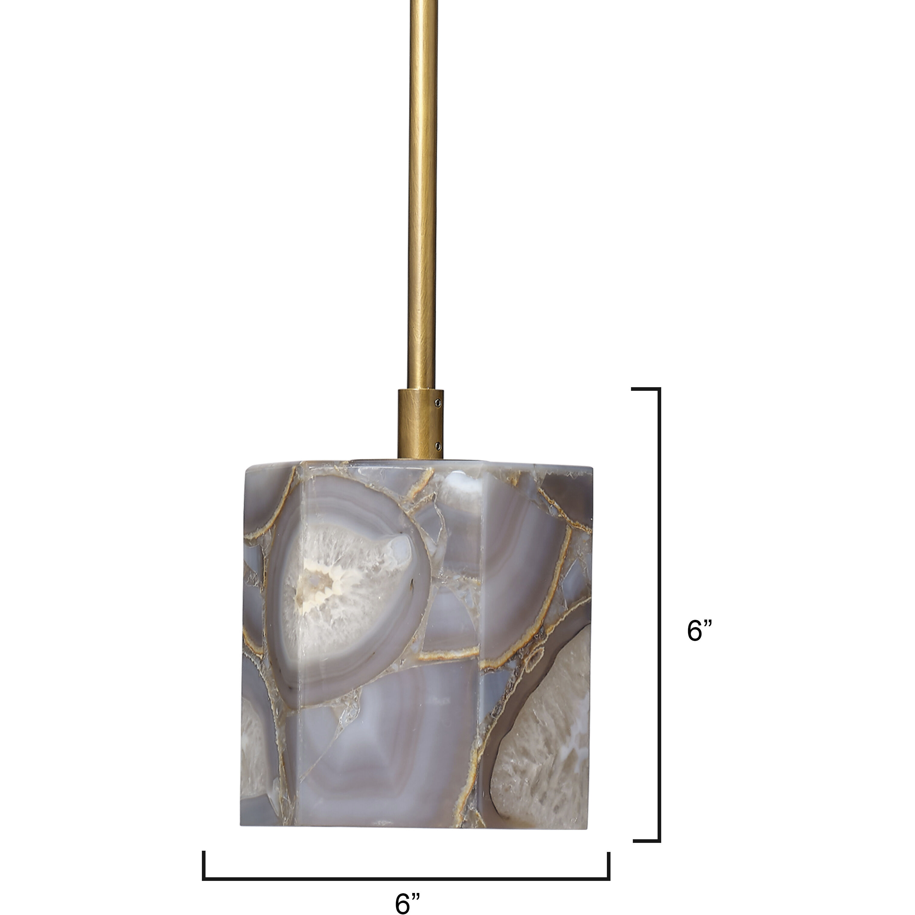 Hex 1 Light 6 inch Antique Brass Pendant Ceiling Light