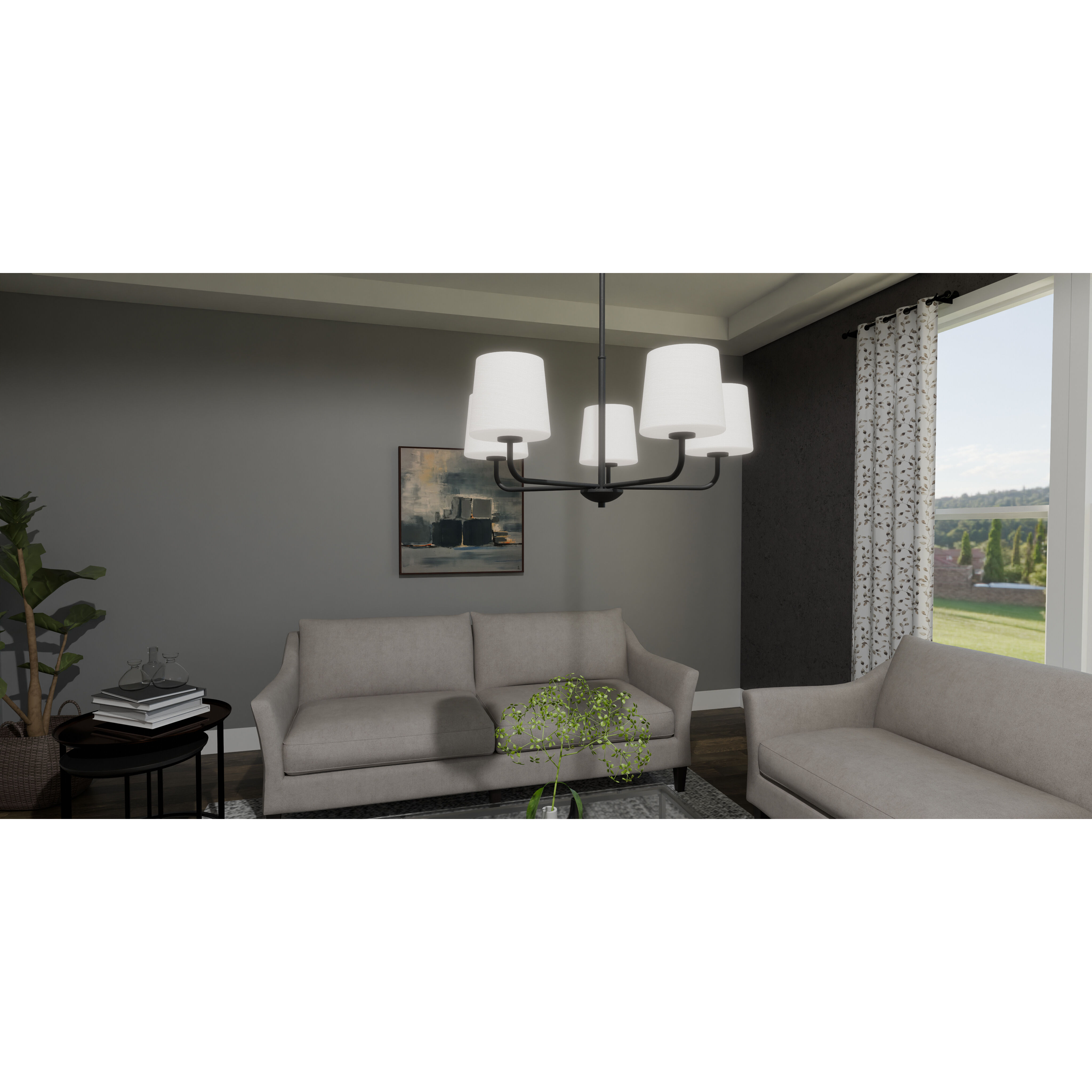 Gallagher 5 Light 28 inch Matte Black Chandelier Ceiling Light