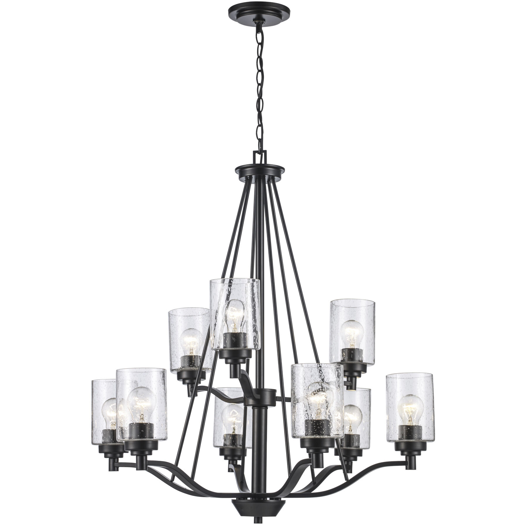 Mod Pod 9 Light 29.3 inch Black Chandelier Ceiling Light