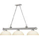 Cordon 3 Light 57.25 inch Brushed Nickel Billiard Ceiling Light in Matte Opal Glass