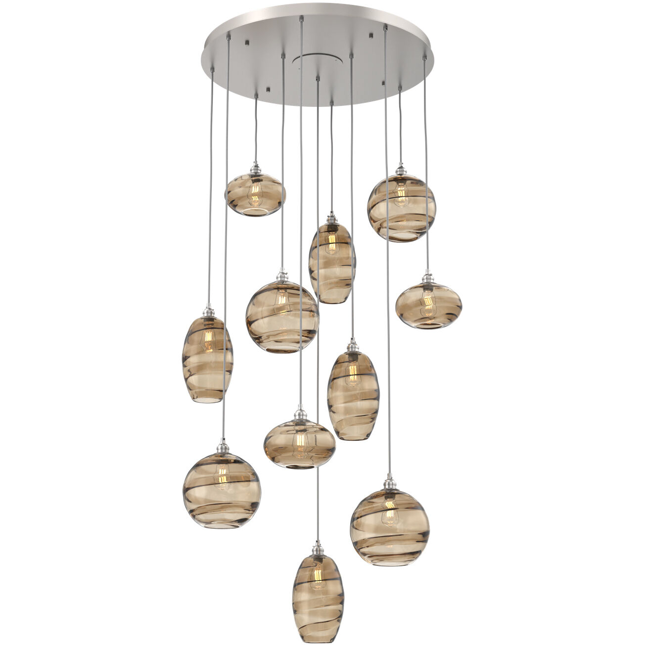 Misto 11 Light 36.6 inch Beige Silver Chandelier Ceiling Light, Round Multi-Port