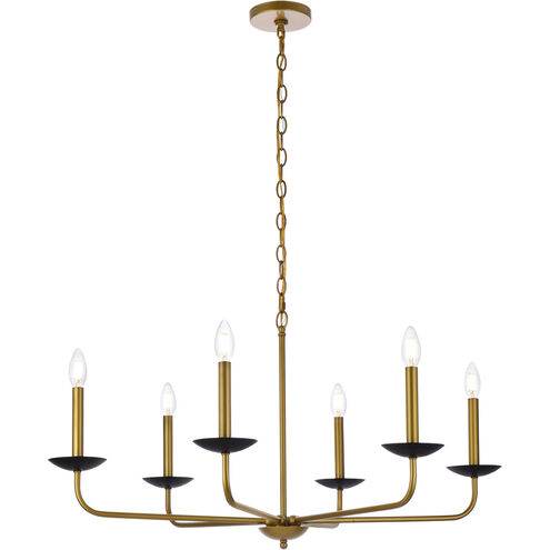 Cohen 6 Light 36 inch Black and Brass Pendant Ceiling Light