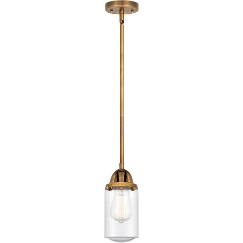 Nouveau 2 Dover 1 Light 5 inch Brushed Brass Mini Pendant Ceiling Light in Seedy Glass