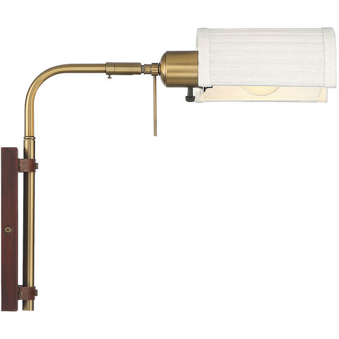 Mid-Century 7 inch 40.00 watt Redwood with Natural Brass Adjustable Wall Sconce Wall Light