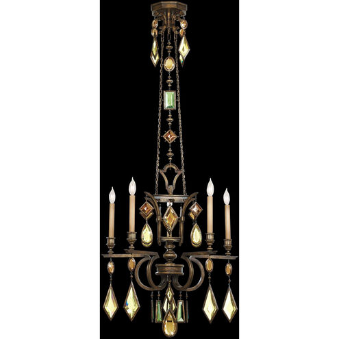 Encased Gems 5 Light 27 inch Bronze Chandelier Ceiling Light in Multi-Colored Crystal