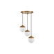 Mid-Century 3 Light 13 inch Natural Brass Chandelier Ceiling Light