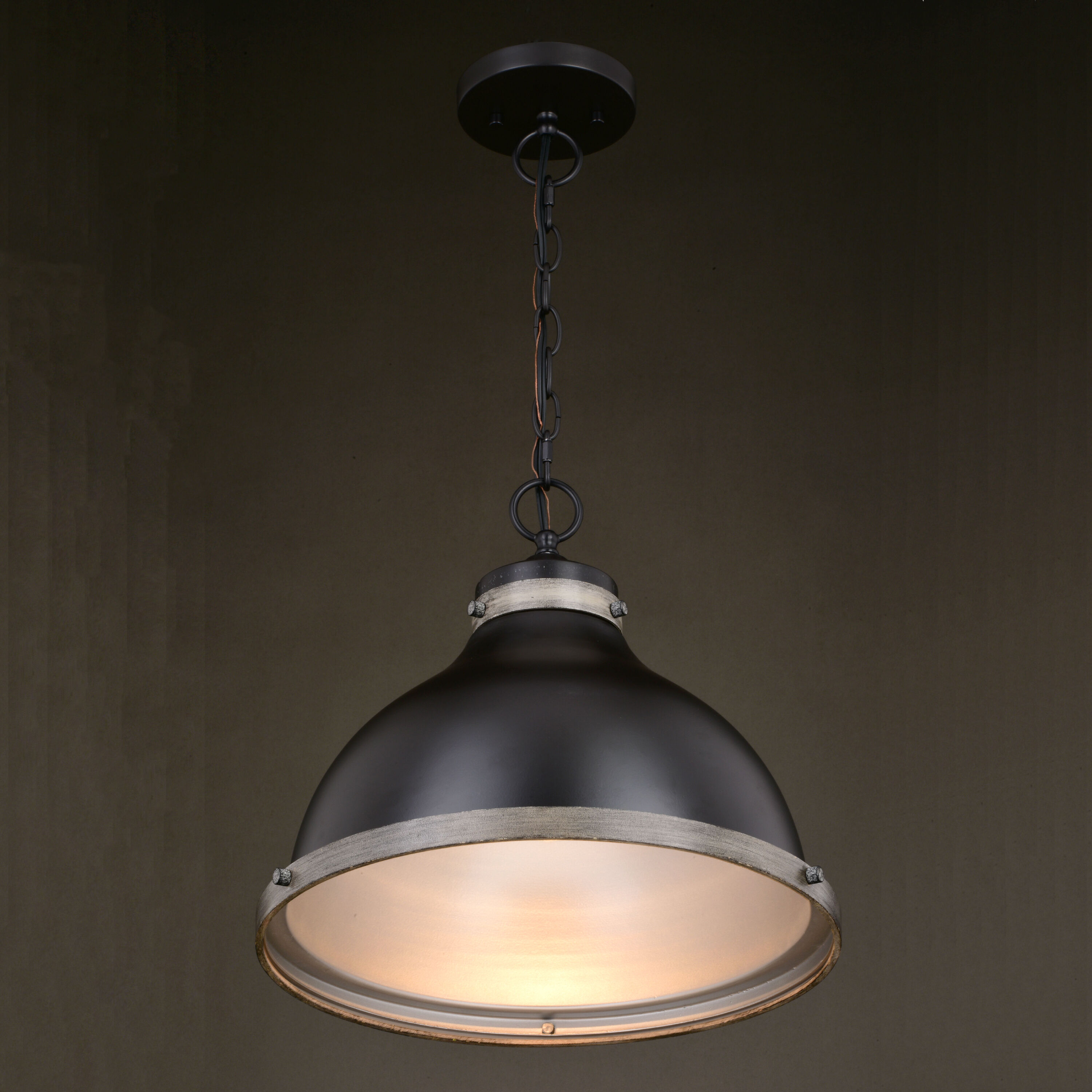 Sheffield LED 15 inch New Bronze and Distressed Ash with Light Silver Inner Pendant Ceiling Light