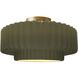 Radiance Collection - Pleated Tier 1 Light 14.5 inch Matte Green and Brushed Brass Semi-Flush Ceiling Light in Replaceable Bulb, 14.5W x 7.25H, Form+Finish+Function