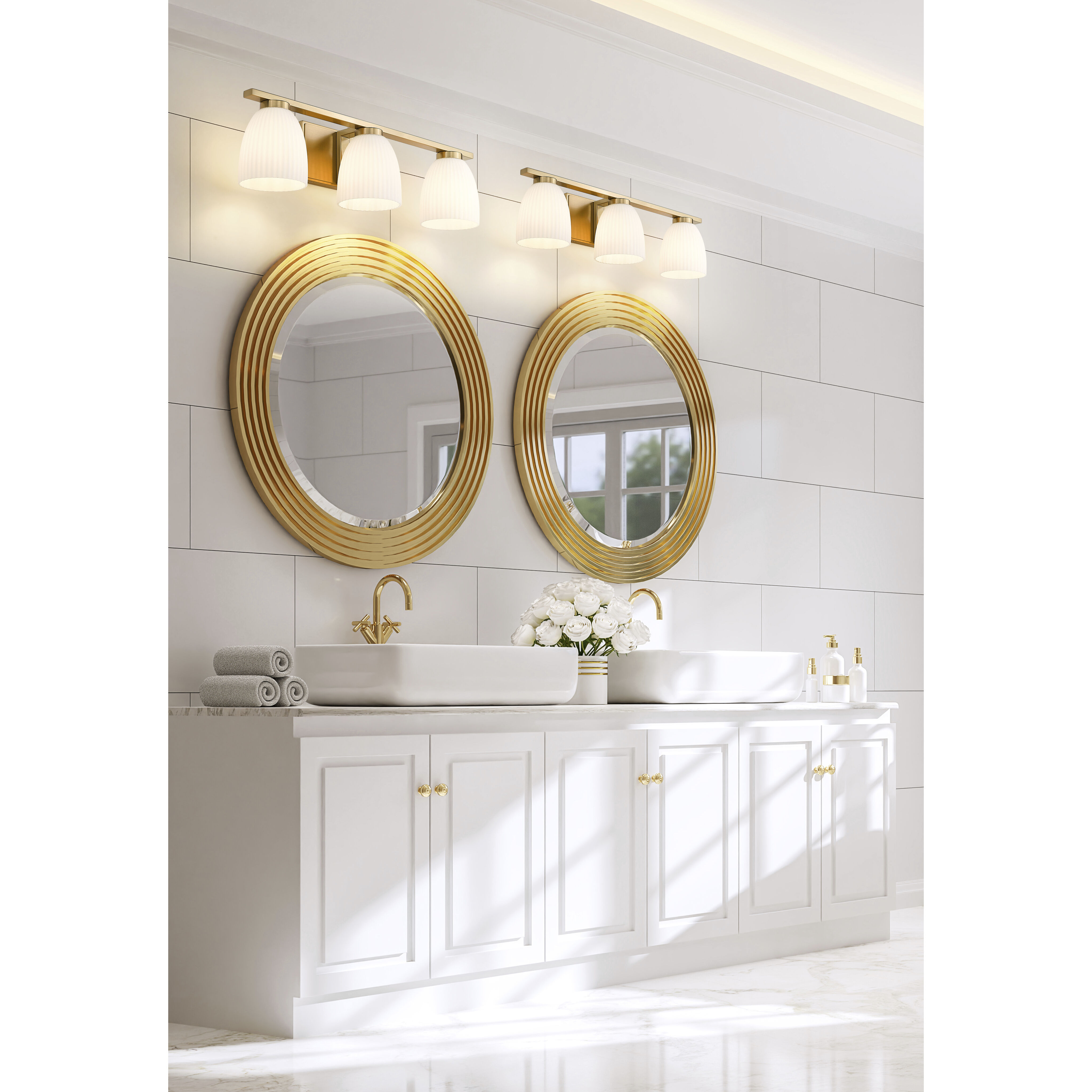 Naya 3 Light 24 inch Modern Gold Bath Vanity Light Wall Light