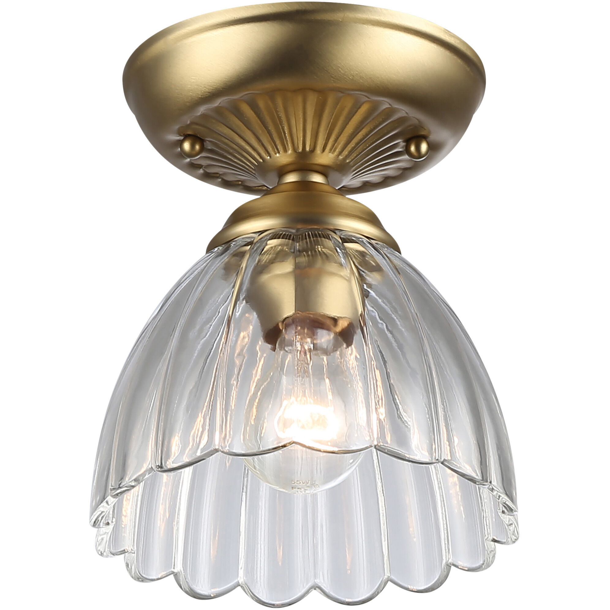 Audra 1 Light 6.88 inch Brushed Champagne Brass Semi-Flush Mount Ceiling Light