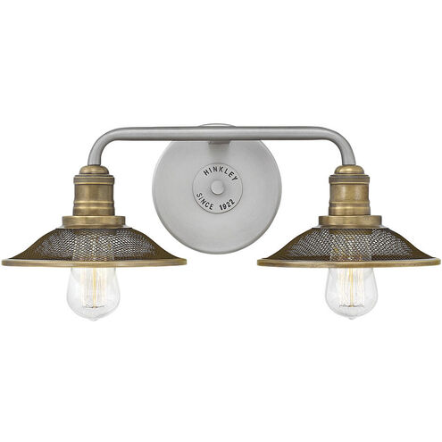 Rigby 2 Light 19 inch Antique Nickel with Heritage Brass Vanity Light Wall Light