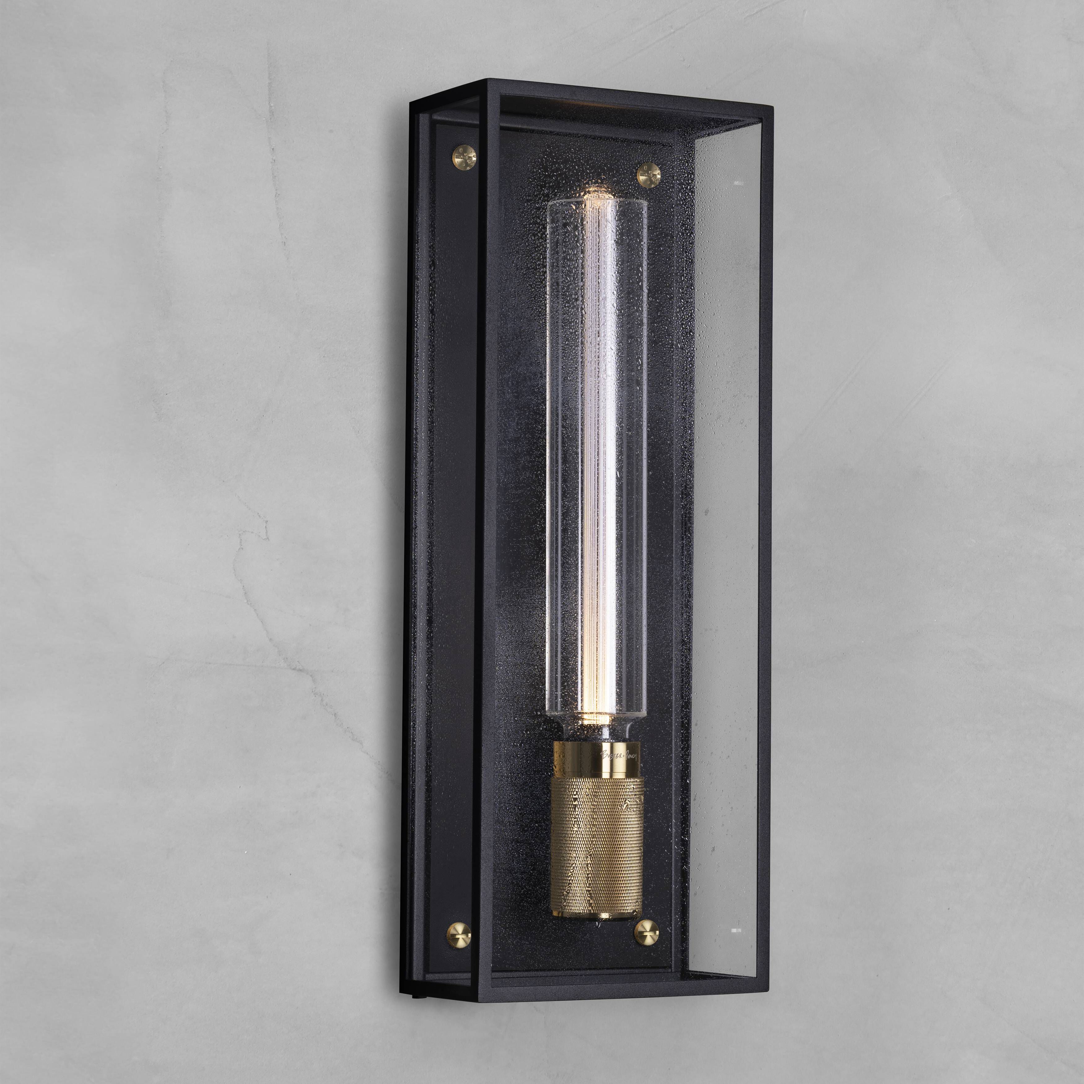 Caged Wet LED 19.21 inch Black / Brass Outdoor Wall Lighting