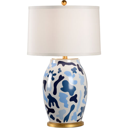 Jamie Merida 34 inch 100.00 watt Blues/White Glaze/Antique Gold Leaf Table Lamp Portable Light