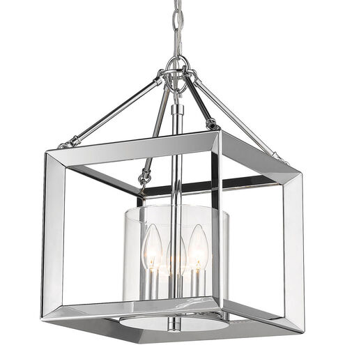 Smyth 3 Light 11.75 inch Chrome Mini Chandelier Ceiling Light in Clear Glass, Convertible