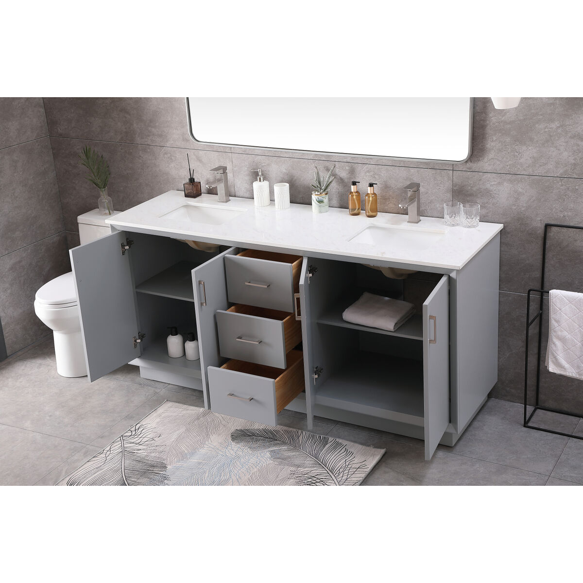 Hayes 72 X 22 X 35 inch Grey Vanity Sink Set