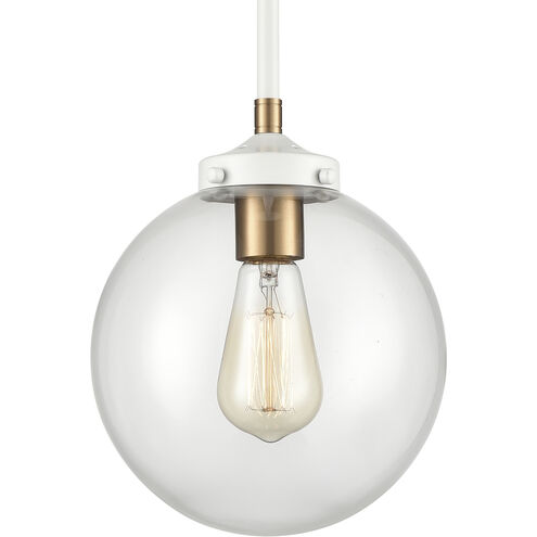 Boudreaux 1 Light 8 inch Matte White with Satin Brass Mini Pendant Ceiling Light