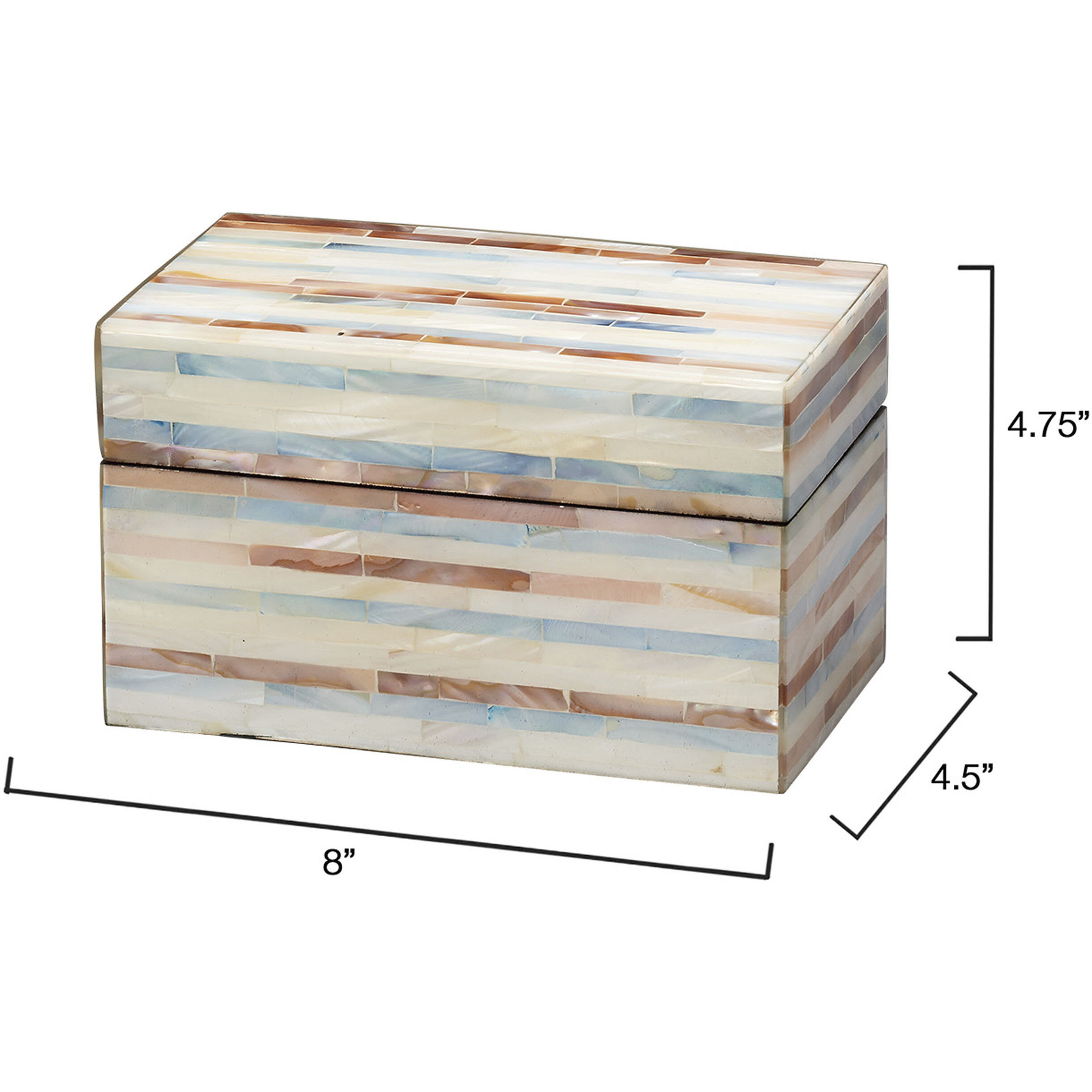 Roosevelt 8 inch Mixed Blue and White and Red Mother of Pearl Box in Small, Small