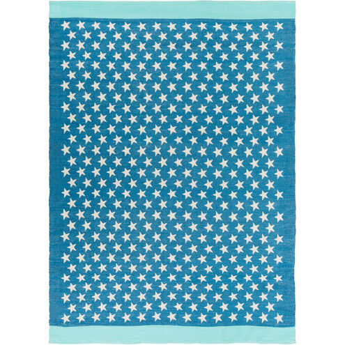 Picnic 36 X 24 inch Bright Blue, Aqua, White Rug