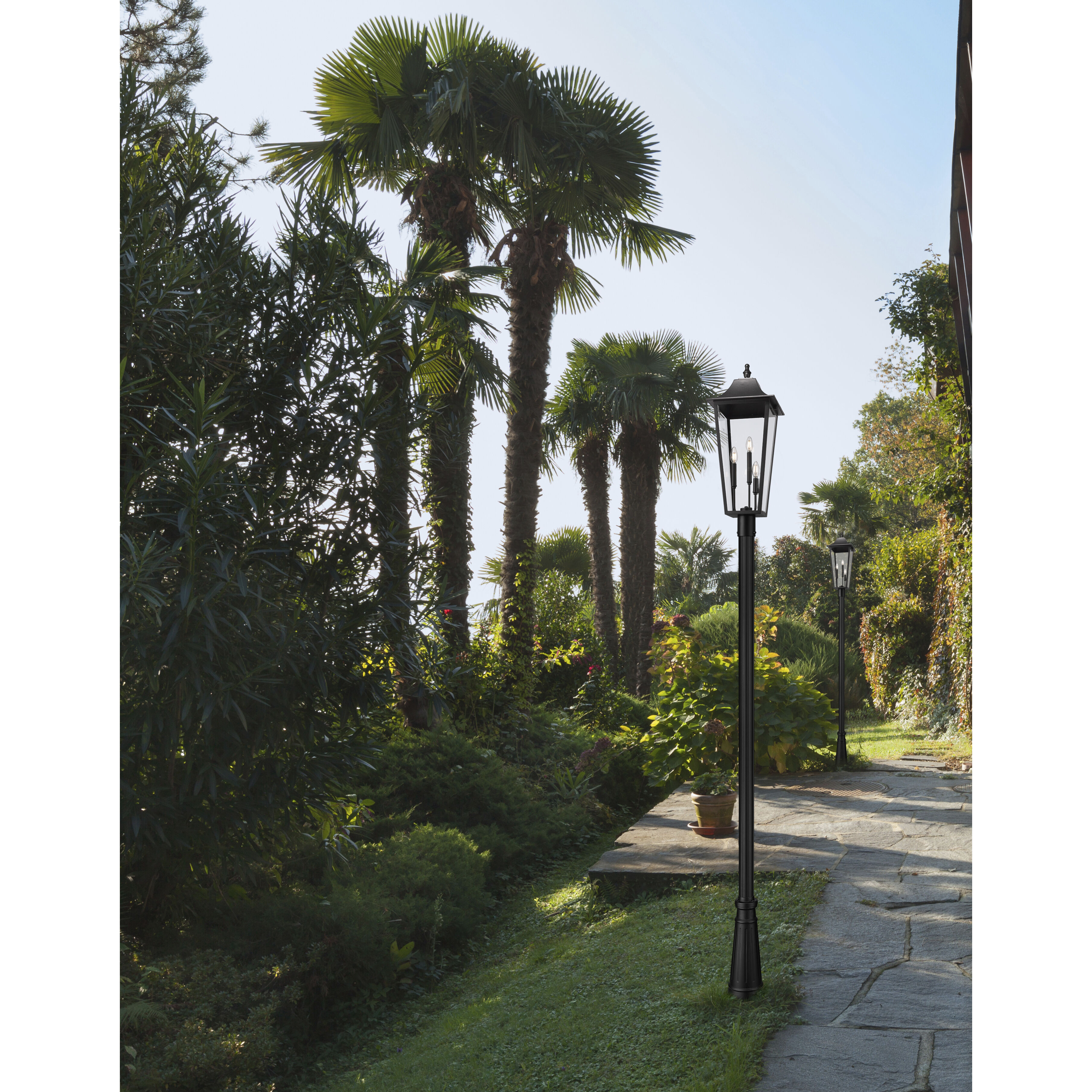 Gannon 3 Light 125.5 inch Black Outdoor Post Mounted Fixture in G9