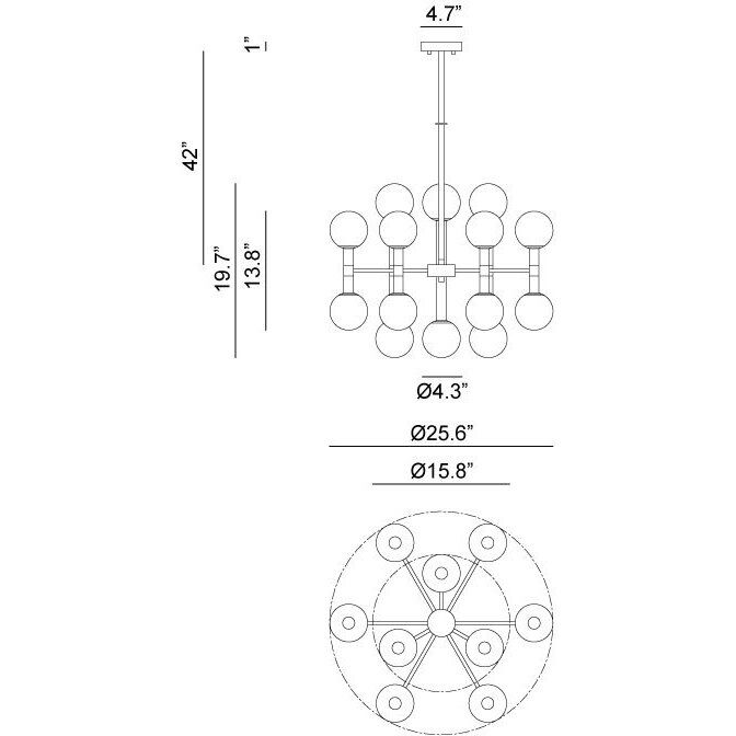 Stellar 18 Light 26 inch Black Chandelier Ceiling Light in Black and Clear