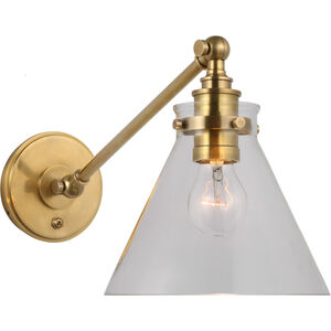 Chapman & Myers Parkington LED 8.5 inch Antique-Burnished Brass Single Library Wall Light in Clear Glass