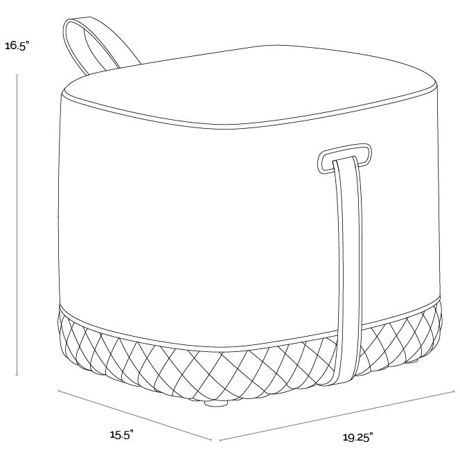 Axio 16.5 inch Napa Black / Napa Cognac Ottoman
