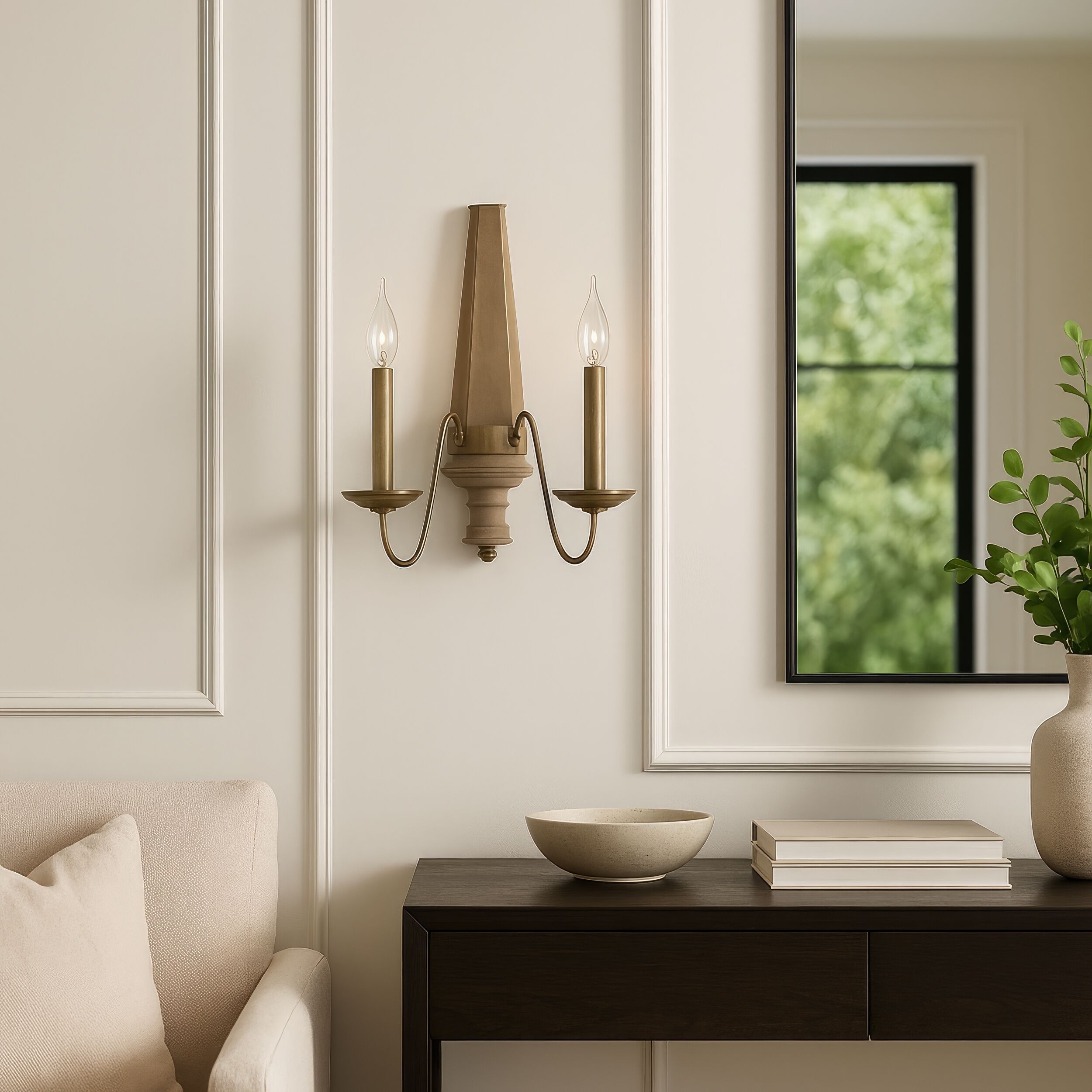 Dinner at 2 Light 12 inch Heritage Bronze and White Oak Wall Sconce Wall Light