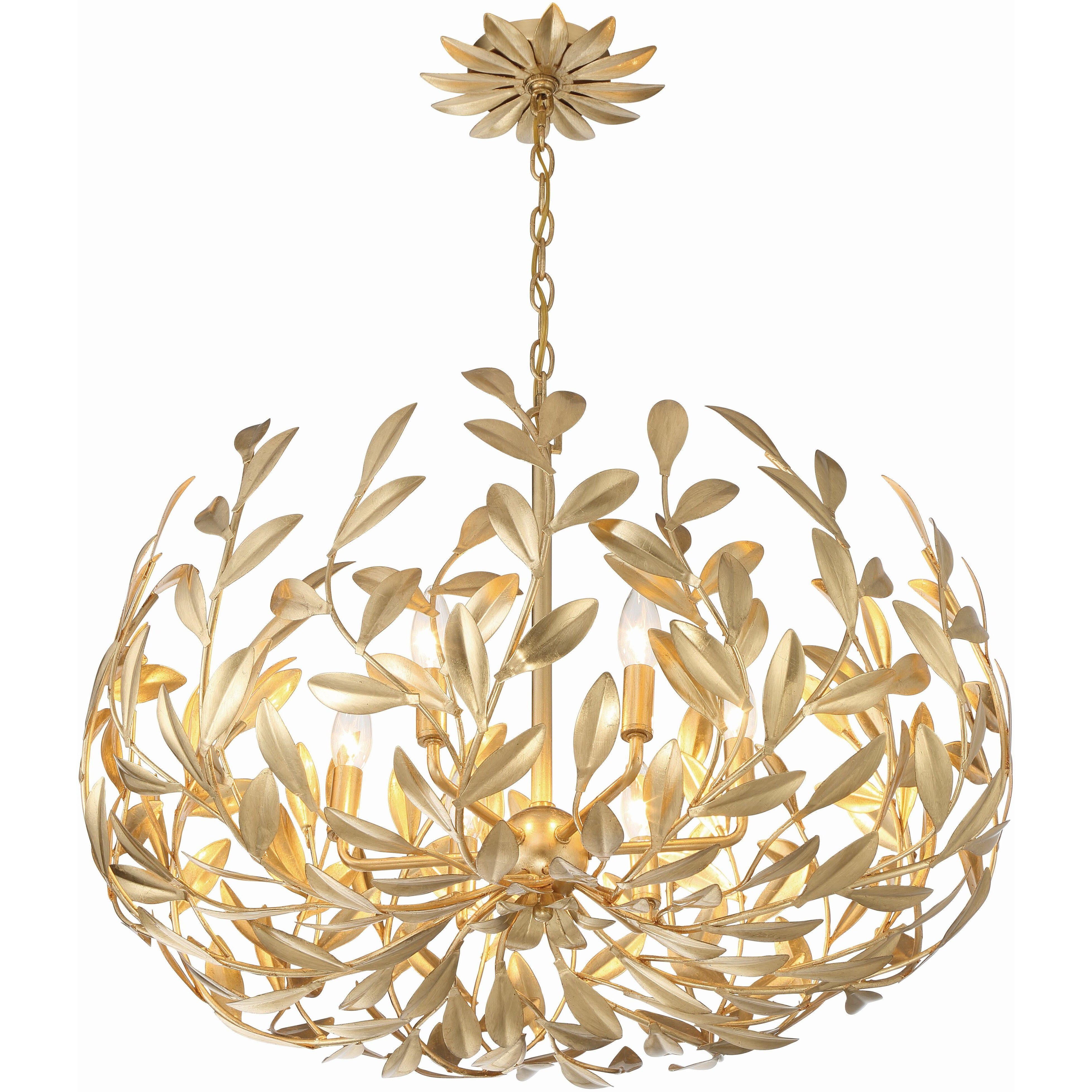 Broche 6 Light 27 inch Antique Gold Chandelier Ceiling Light