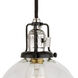 Nob Hill 1 Light 7 inch Polished Nickel and Black Pendant Ceiling Light in Clear Mouth Blown