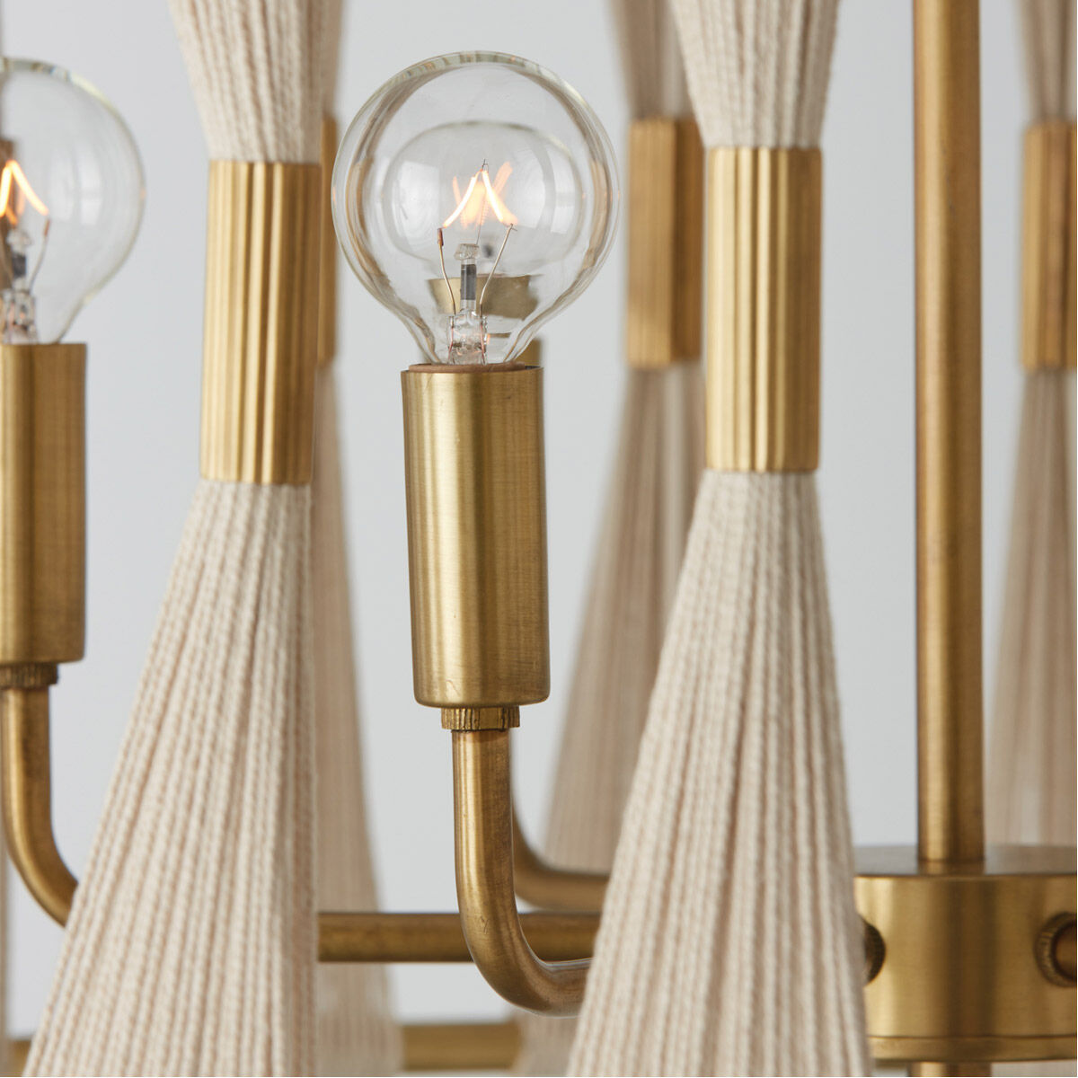 Bianca 6 Light 25 inch Bleached Natural Rope and Patinaed Brass Pendant Ceiling Light