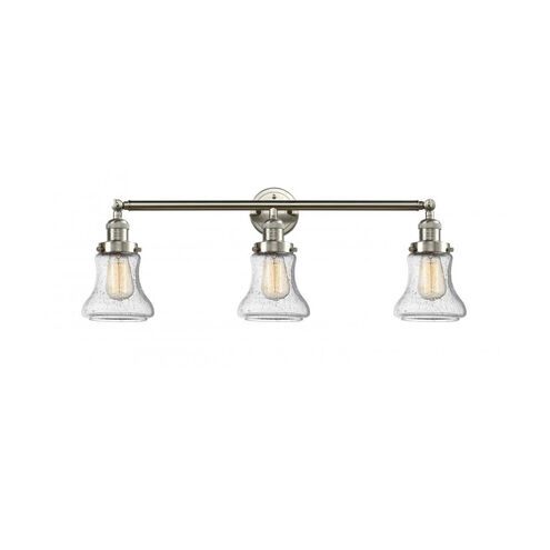 Franklin Restoration Bellmont 3 Light 30 inch Brushed Satin Nickel Bath Vanity Light Wall Light in Seedy Glass, Franklin Restoration