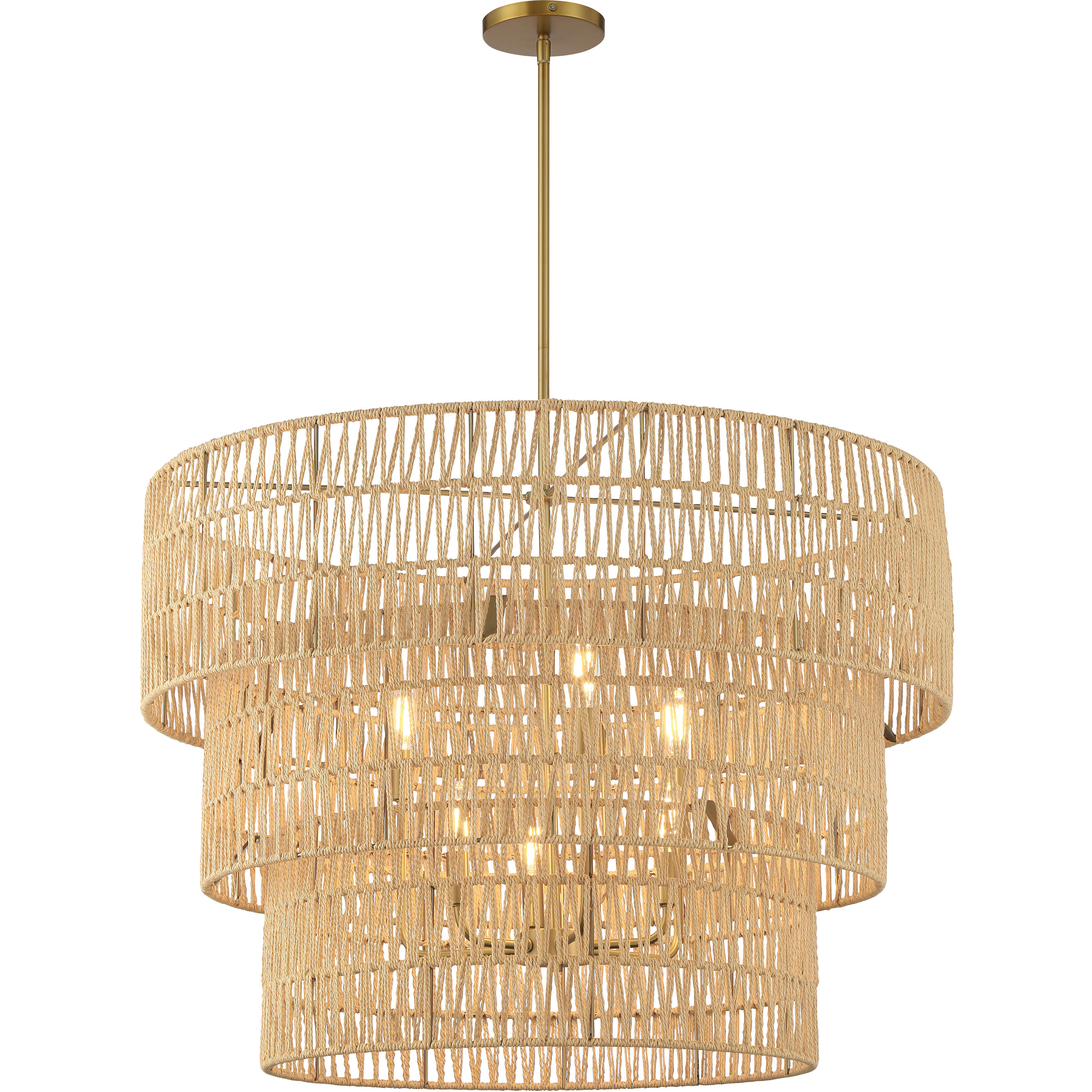 Bungalow Heaven 6 Light 32 inch Soft Brass Pendant Ceiling Light