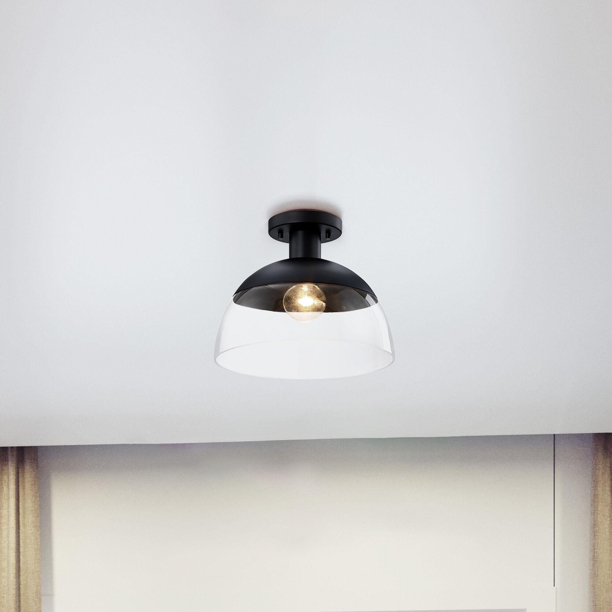 Rey 1 Light 13 inch Matte Black Semi Flush Mount Ceiling Light