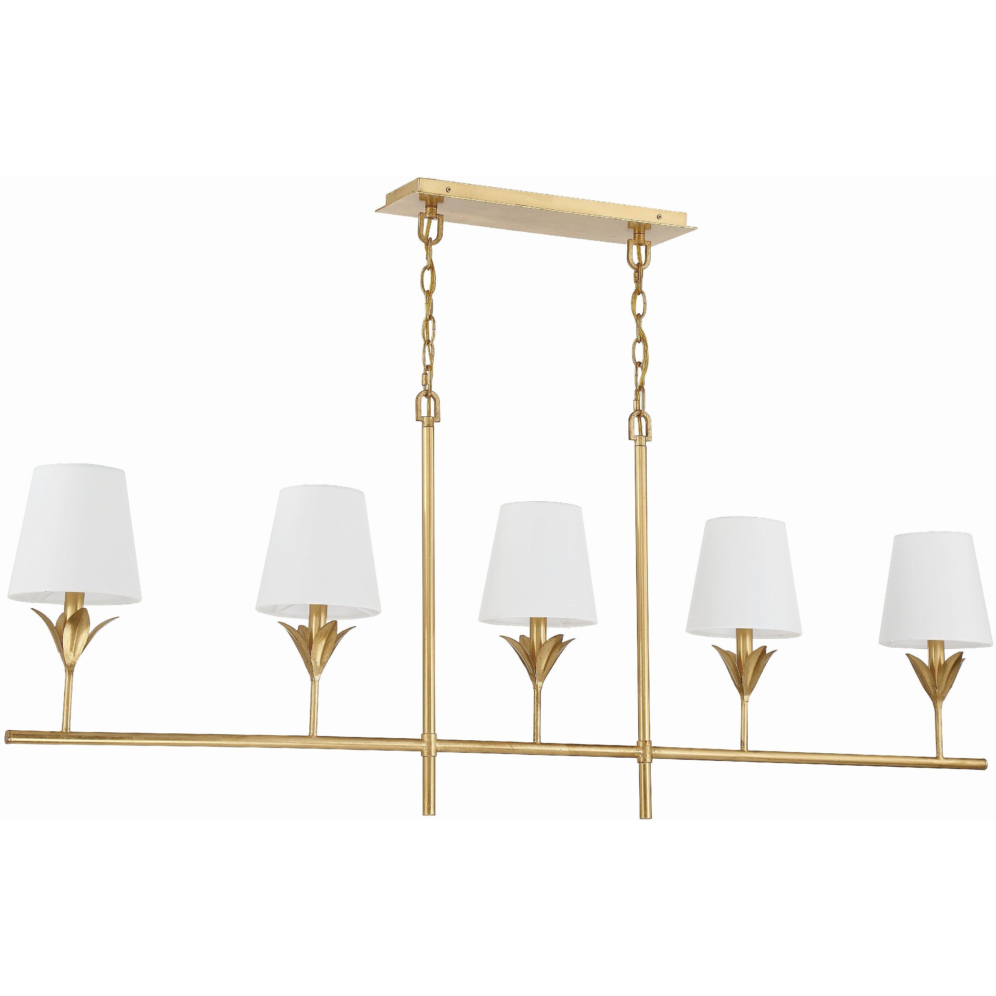 Broche 5 Light 53.5 inch Antique Gold Linear Chandelier Ceiling Light